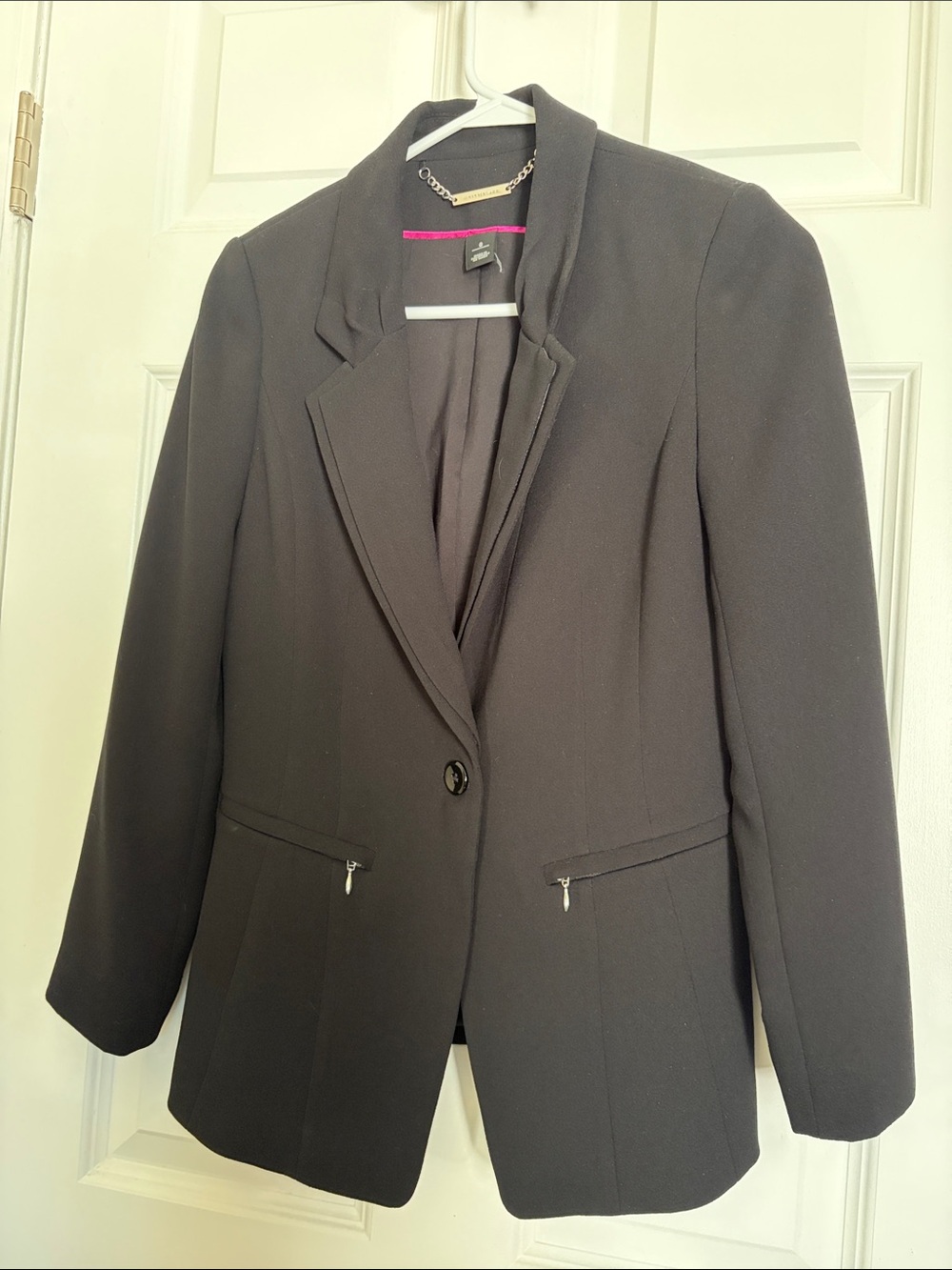White House Black Market Black Tailored Blazer with Zip Pockets